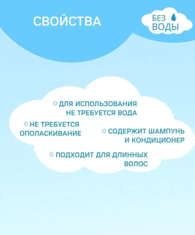 Очищающая шапочка шампунь 1 шт. / Гипоаллергенна, для всех типов волос (туризм, забота о близких)