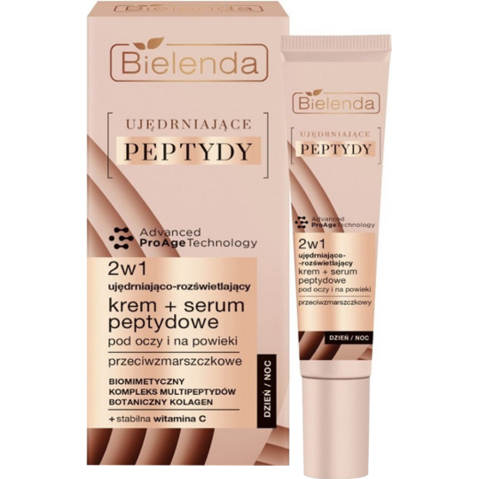 Крем для век «Bielenda» Firming Peptides 2в1, подтягивающий крем + пептидная сыворотка, 15 мл