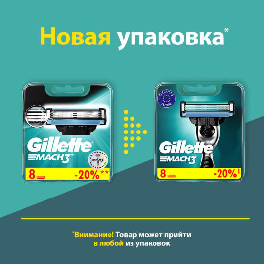 Сменные кассеты / лезвия для бритья мужские Gillette Mach 3 8 шт.