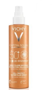 VICHY Capital Soleil Спрей-флюид солнцезащитный легкий Cell Protect SPF50+, 200 мл