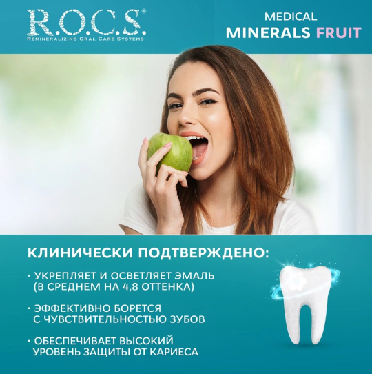 Гель для зубов R.O.C.S. Medical Minerals Fruit реминерализующий фруктовый 45г