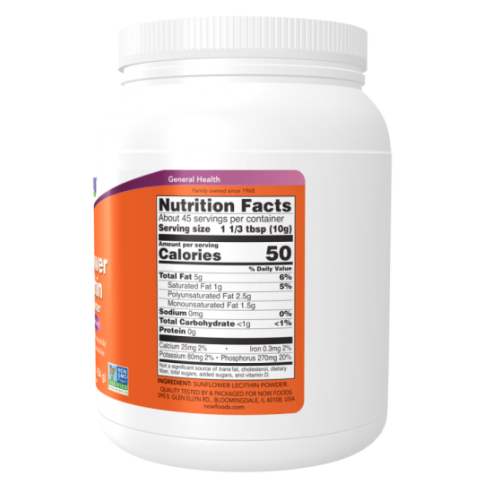 Лецитин Подсолнечный Now Foods Sunflower Lecithin Powder, 454 гр.