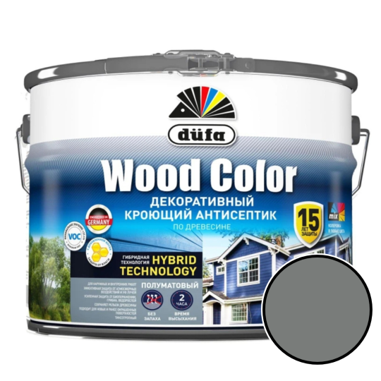 Декоративный кроющий антисептик (краска) для дерева Dufa WOOD COLOR (Дюфа), водооталкивающий, полуматовый, Маренго, 9 л