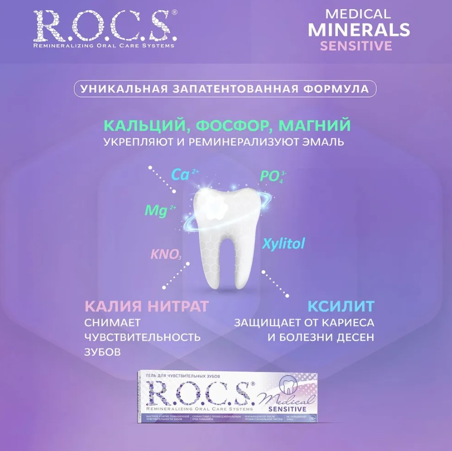 Гель для зубов R.O.C.S. Medical Sensitive для чувствительных зубов 45г