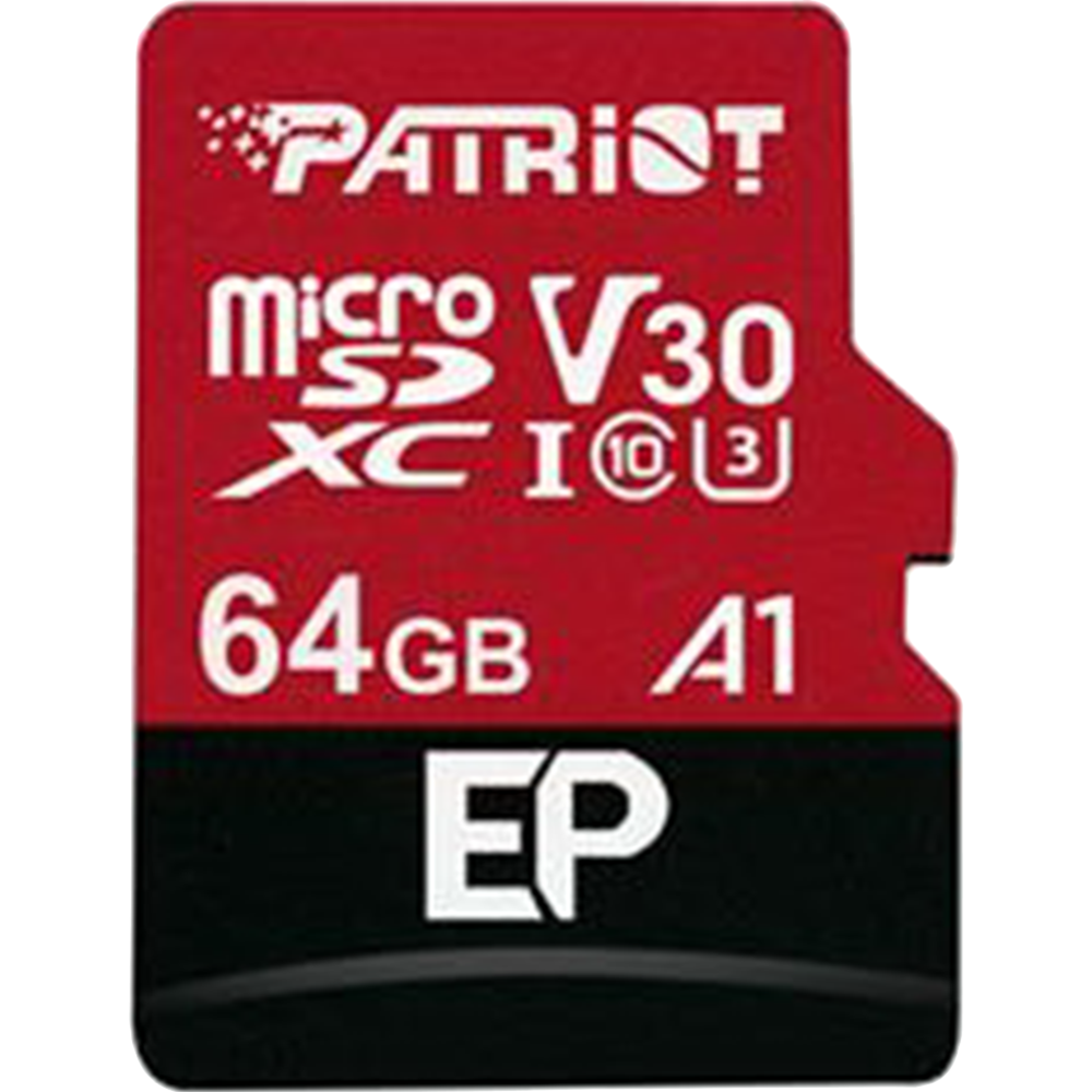 Карта памяти «Patriot» microSDXC EP Series UHS-I U3 V30 A1 64GB, PEF64GEP31MCX