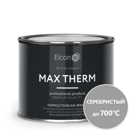 Эмаль (краска) термостойкая Elcon серебристая до 700 С (0.4 кг)