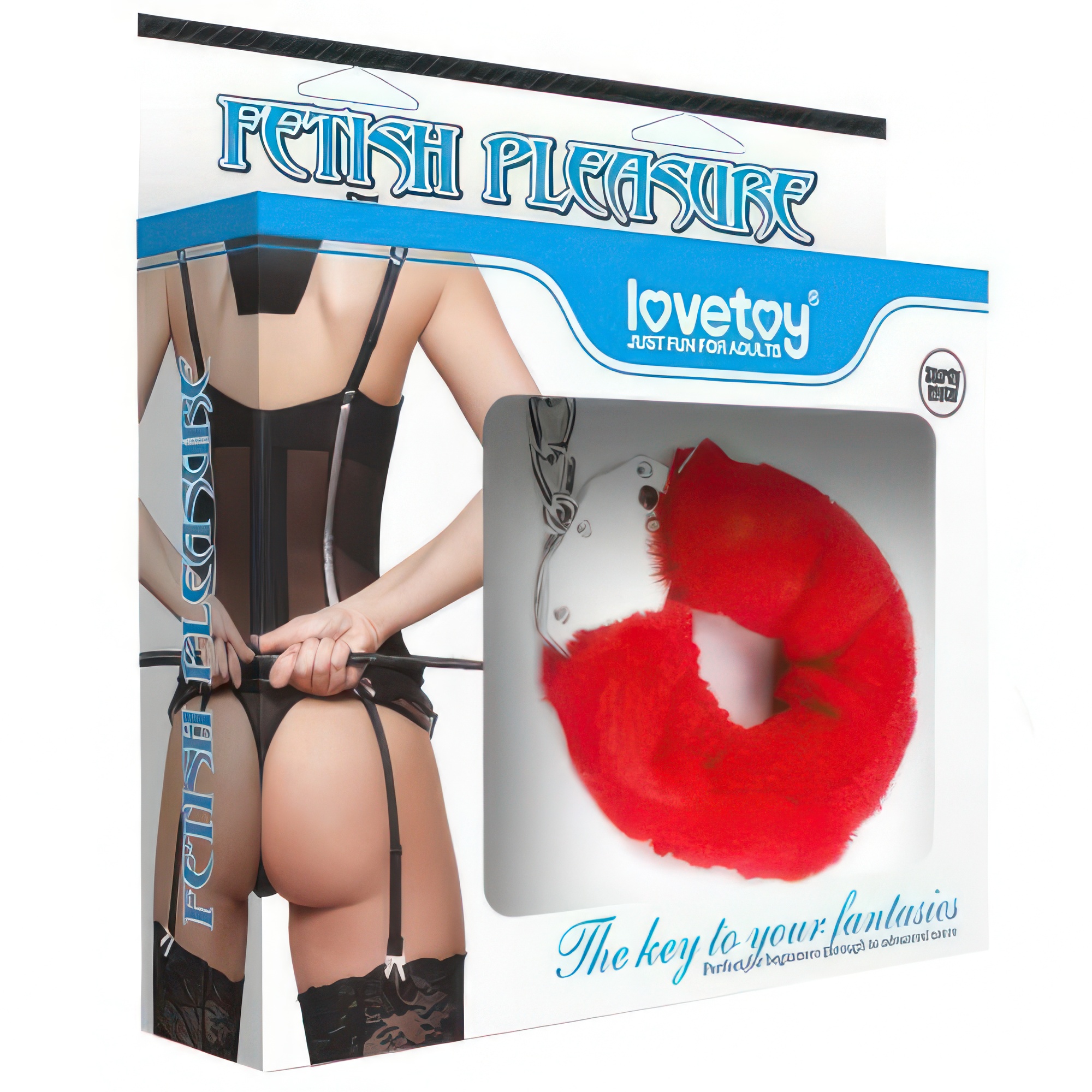 Красные металлические наручники с мехом Fetish Pleasure