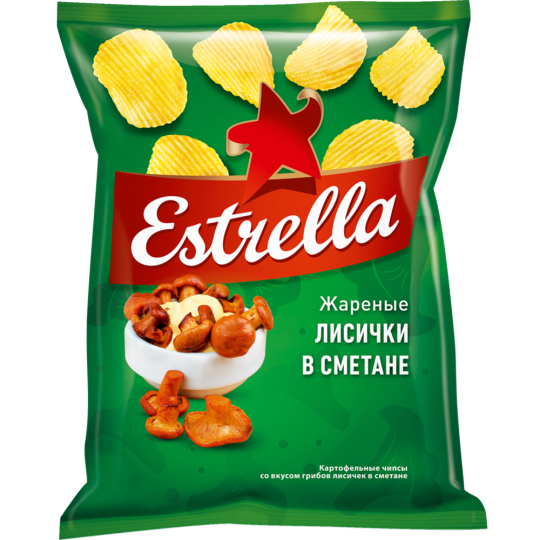 Чипсы «Estrella» рифленые, лисички в сметане, 125 г