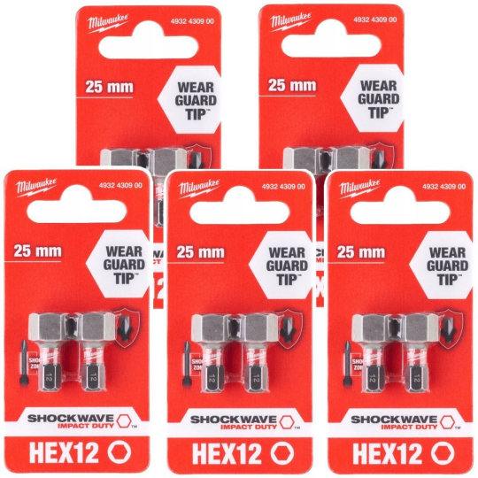 Hex H12x25мм (10шт) Бита для шуруповёрта ударная Shockwave MILWAUKEE