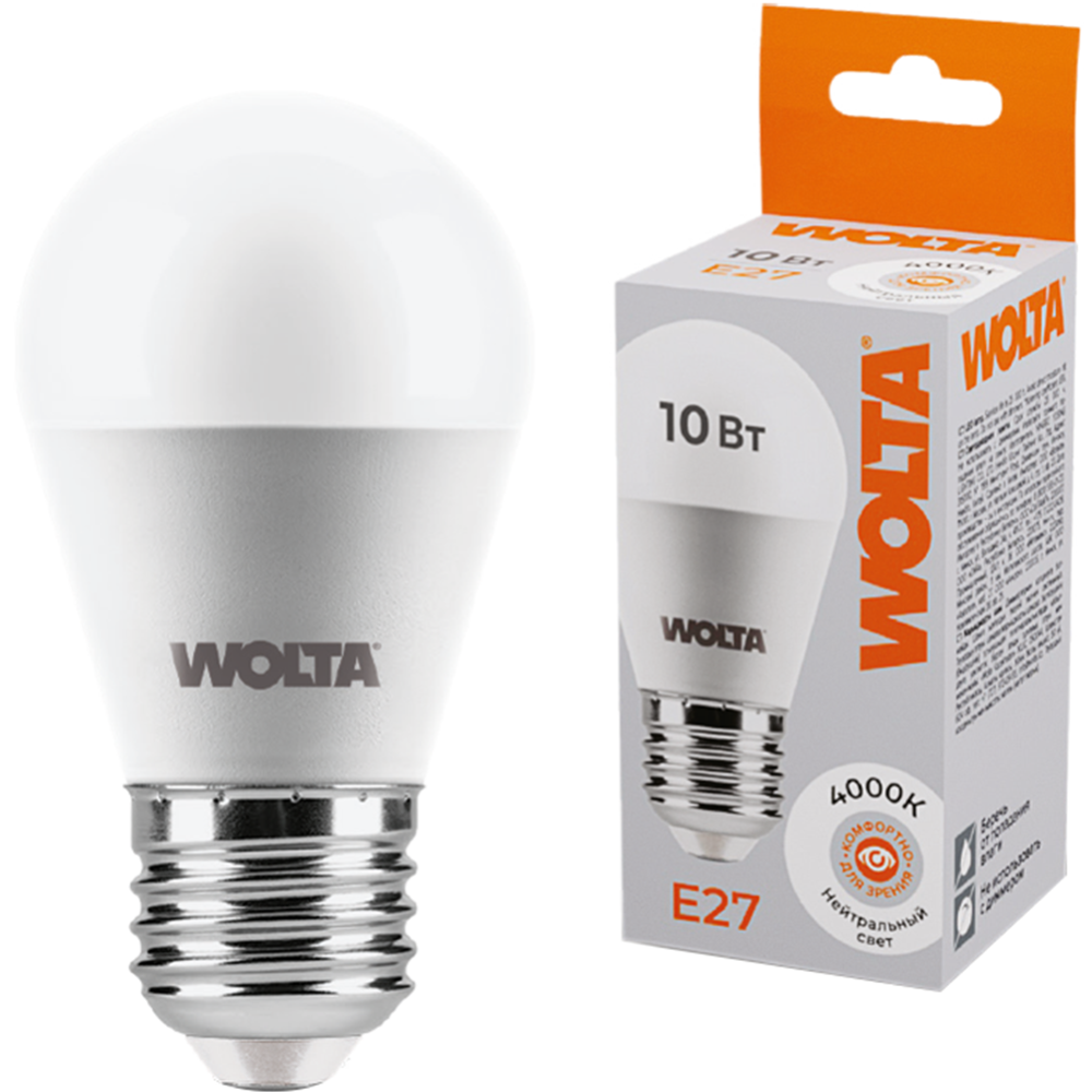 Све­то­ди­од­ная лампа «Wolta» G45 10Вт 825лм 4000К Е27