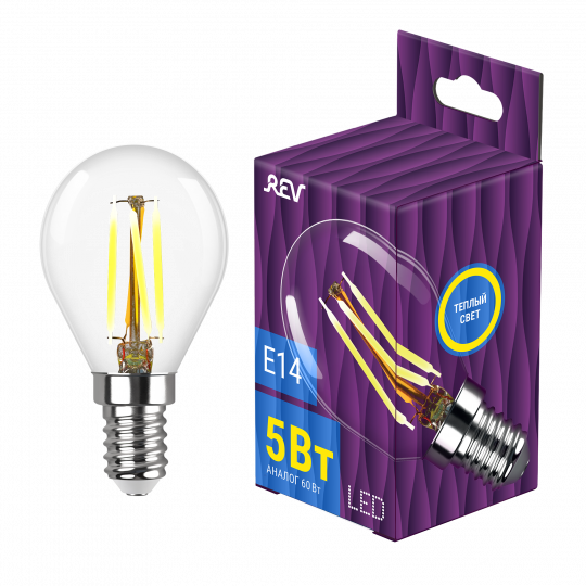 Лампа сд FILAMENT шарик G45 E14 5W 32357 0