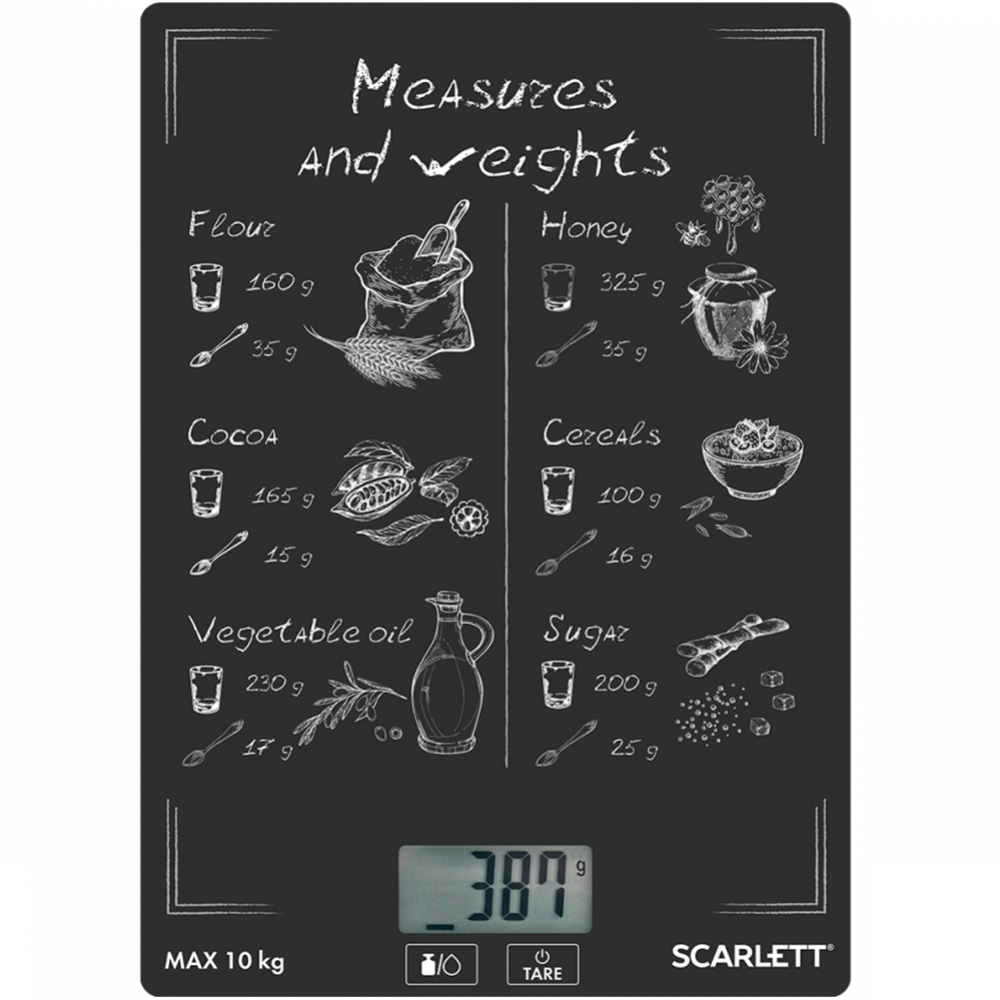 Кухонные весы «Scarlett» SC-KS57P64, меры и веса
