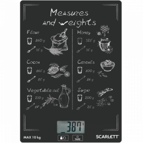 Ку­хон­ные весы «Scarlett» SC-KS57P64, меры и веса