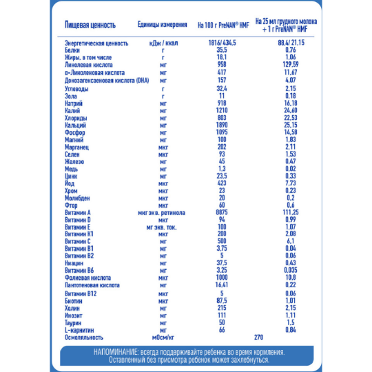Обогатитель грудного молока «PreNAN» HMF, для недоношенных детей, 72 г
