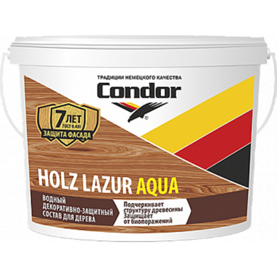 Лак «Condor» Holz Lazur Aqua Naturalny, 2.5 кг