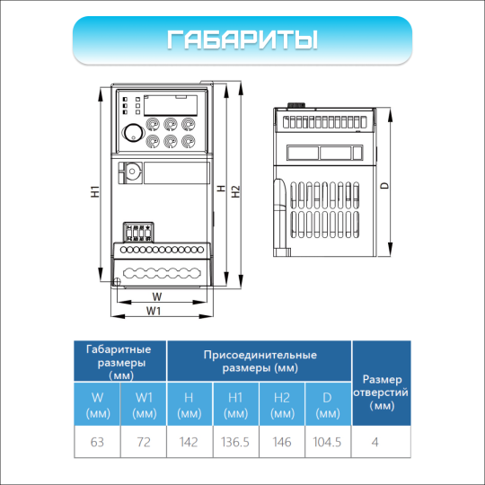 Частотный преобразователь VEMAX 0.4 кВт 220 В