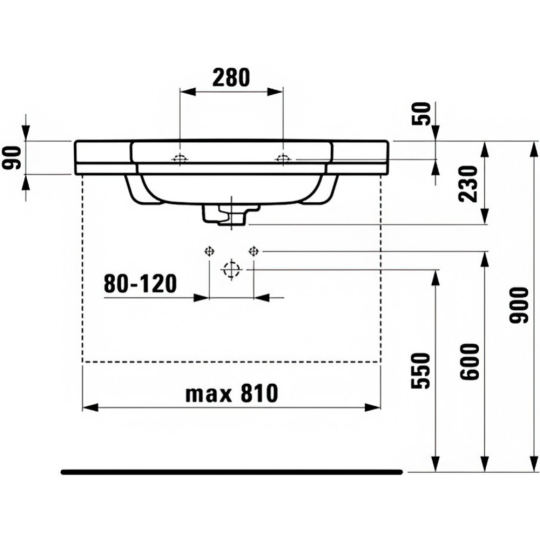 Умывальник «Laufen» LB3, 8106860001041, 85х52 см