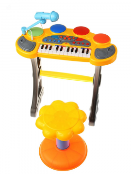 Музыкальный синтезатор -пианино с микрофоном и стульчиком