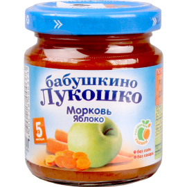 Пюре фруктово-овощное «Бабушкино Лукошко» морковь и яблоко, 100 г