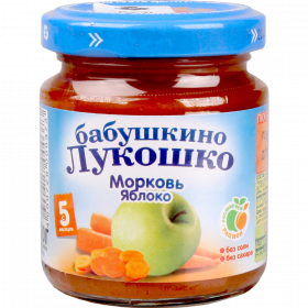 Пюре фрук­то­во-овощ­ное «Ба­буш­ки­но Лу­кош­ко» мор­ковь и яблоко, 100 г