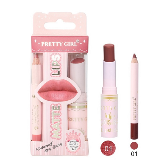 Pretty Girl  Карандаш для губ и помада 2 в 1 (бордо) MATTE LIPS GH105-01