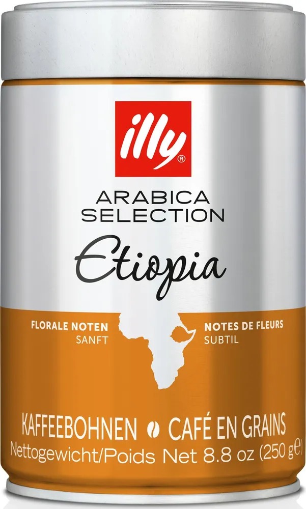 Кофе в зернах illy Arabica Selection, Эфиопия, банка 250 г (арабика 100%, Италия)