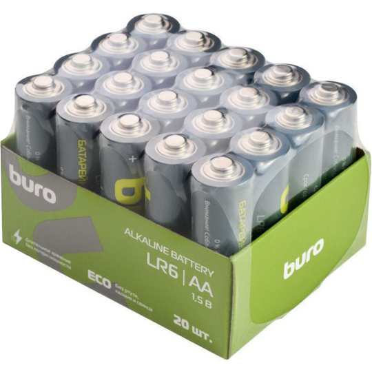 Батарейки «Buro» Alkaline LR6 AA 2900mAh, 20 шт