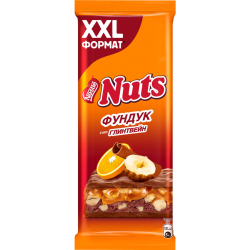 Шо­ко­лад мо­лоч­ный «Nuts» с фун­ду­ком и на­чин­кой со вку­са­ми глинт­вей­на и апель­си­на, 170 г