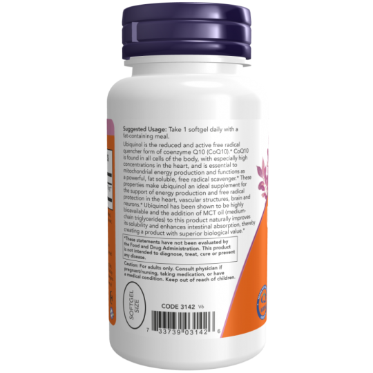 Убихинол Now Foods Co Q10 Ubiquinol, 60 капс.