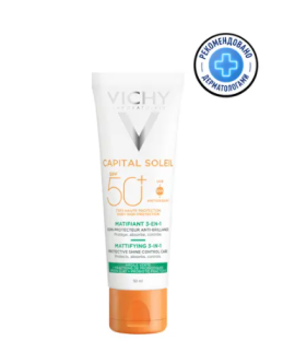 VICHY Capital Soleil Уход солнцезащитный матирующий SPF 50+ 3-в-1 для проблемной кожи, 50 мл