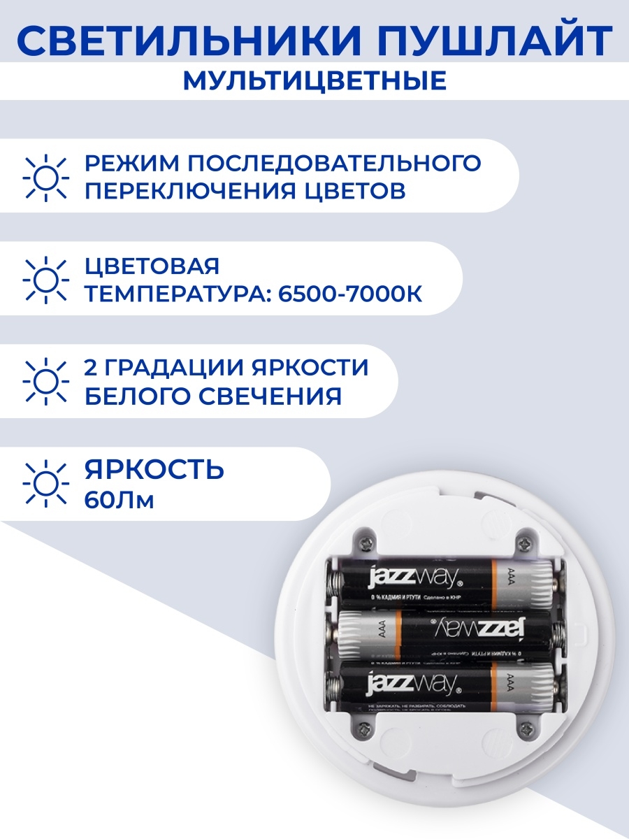 Светильник с ручным вкл., пушлайты Светильник JAZZway TS5-RGBx3 (пульт ДУ)) .5031630