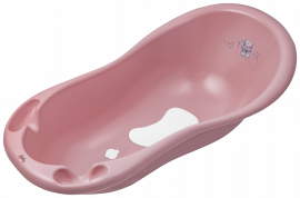 Ванночка детская 100см с пробкой и нескользящим ковриком "Мишка" темно-розовая