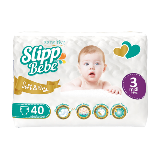 Подгузники Slipp Bebe Twin №3 (4-9 кг.) 40шт