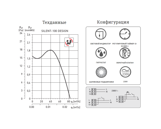 Вентилятор SILENT-100 CHZ SILVER DESIGN -3С, 5210603600 Soler&Palau