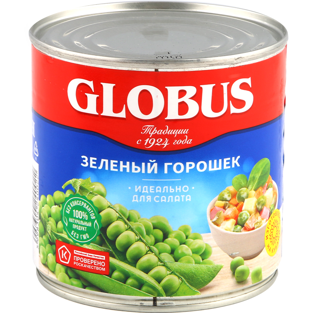 Го­ро­шек зе­ле­ный кон­сер­ви­ро­ван­ный «Globus» 400 г
