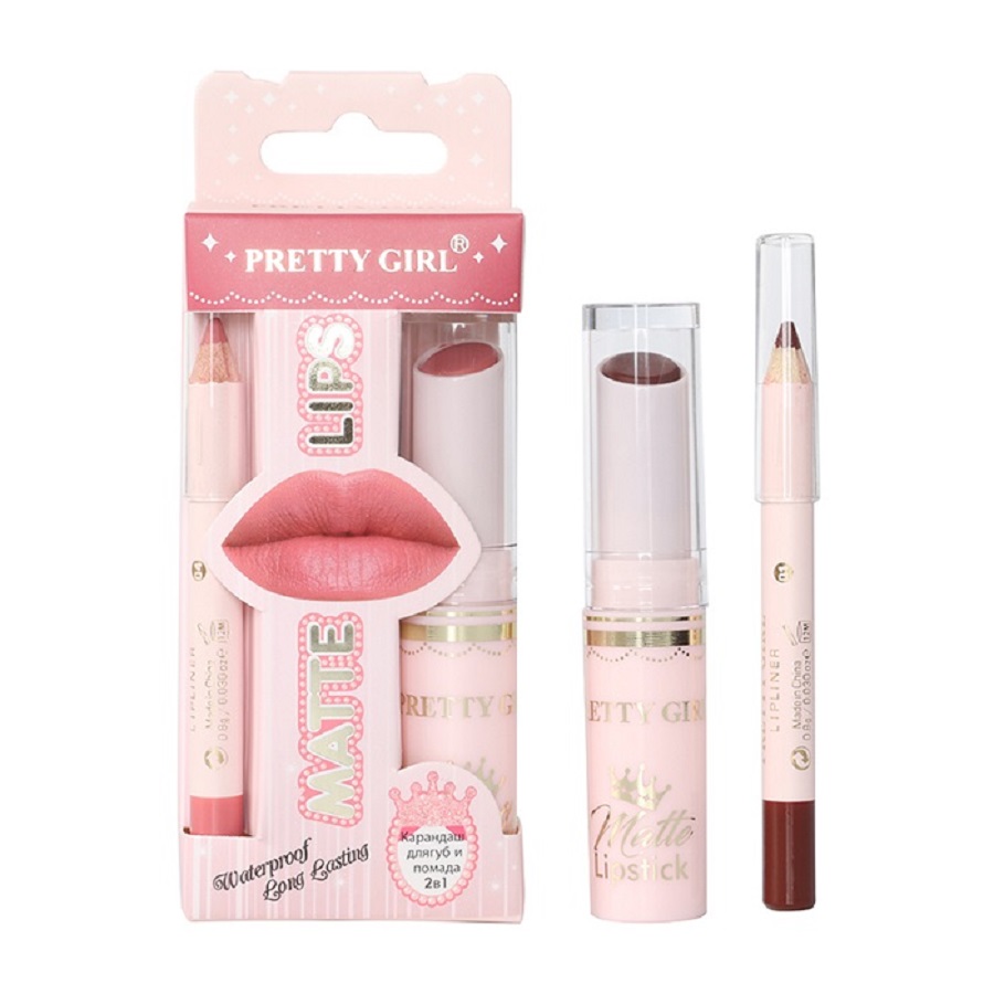 Pretty Girl  Карандаш для губ и помада 2 в 1 (орхидея) MATTE LIPS GH105-02