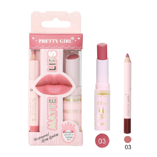 Pretty Girl  Карандаш для губ и помада 2 в 1 (ягодная нежность) MATTE LIPS GH105-03