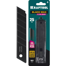 Лезвие для ножа «Kraftool» Black Max, сегментированное, 09602-25-S5, 25 мм, 5 шт