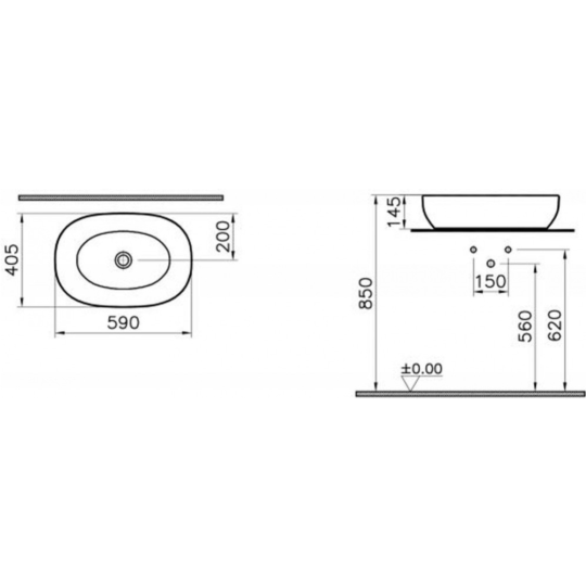 Умывальник «VitrA» Outlin, 5995B483-0016, черный, 60 см