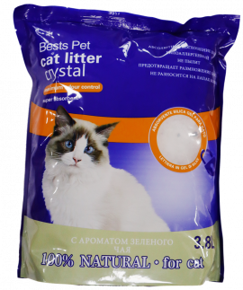Наполнитель силикагелевый для кошачьего туалета Bests Pet с ароматом зеленого чая, 1,6 кг