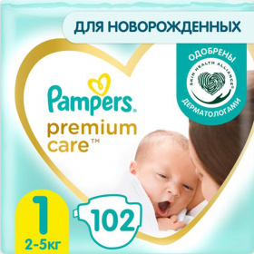 Под­гуз­ни­ки «Pampers» Premium Care Newborn, 2-5 кг, 102 шт