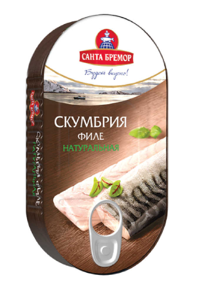 Консервы рыбные «Санта Бремор» скумбрия атлантическая филе натуральная с добавление масла, 175 г