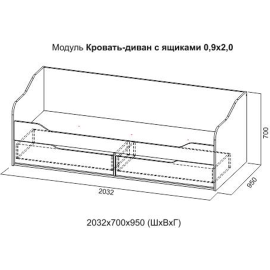 Кровать-тахта «SV-мебель» №1, дуб сонома