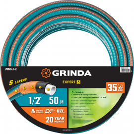 Шланг поливочный  1/2″, 50 м, 35 атм, пятислойный, GRINDA EXPERT 5 PROLine (429007-1/2-50)