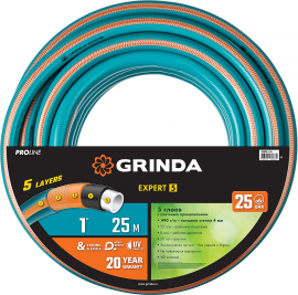 Шланг поливочный  1″, 25 м, 25 атм, пятислойный, GRINDA EXPERT 5 PROLine (429007-1-25)