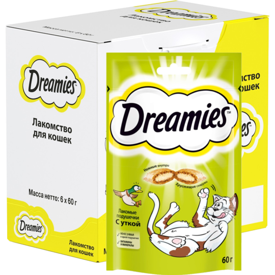 Лакомство для кошек «Dreamies» с уткой, 60 г