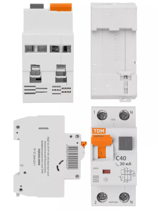 Автоматический выключатель дифференциального тока АВДТ63 C40 30мА TDM SQ0202-0006