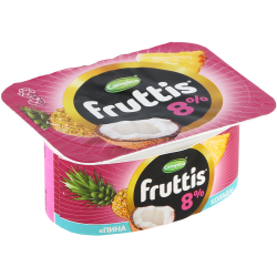 Йо­гурт­ный про­дукт «Fruttis» Су­пер­экс­т­ра, банана-сплит/пина колада, 8%, 115 г