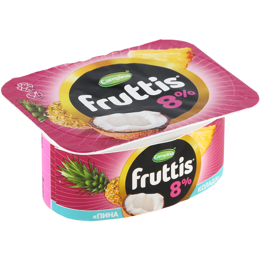 Йогуртный продукт «Fruttis» Суперэкстра, банана-сплит/пина колада, 8%, 115 г