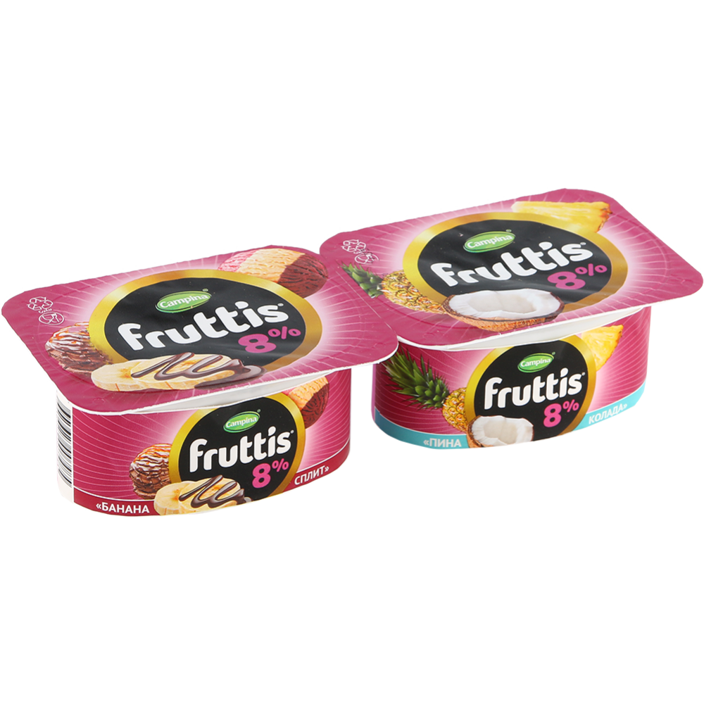 Йогуртный продукт «Fruttis» Суперэкстра, банана-сплит/пина колада, 8%, 115 г